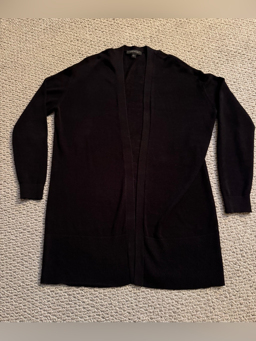 Ann Taylor Black Open-Front Women's Cardigan Sweater SZ M